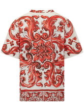 DOLCE & GABBANA - T-shirt a Girocollo con Stampa Ornamentale - Rosso - LIDIASHOPPING® - Official Website