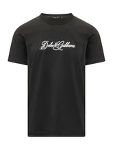 DOLCE & GABBANA - T-shirt a Girocollo con Lettering Ricamato - Nero - LIDIASHOPPING® - Official Website