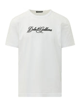 DOLCE & GABBANA - T-shirt a Girocollo con Lettering Ricamato - Bianco - LIDIASHOPPING® - Official Website