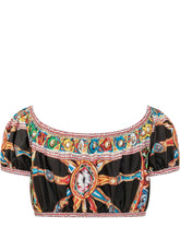DOLCE & GABBANA - Top Cropped con Stampa Ornamentale - Multicolore - LIDIASHOPPING® - Official Website