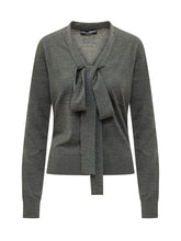 DOLCE & GABBANA - Maglia con Scollo a V e Fiocco - Grigio - LIDIASHOPPING® - Official Website