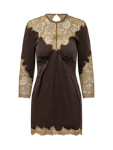 THE ATTICO - Abito Mini con Inserti in Pizzo - Marrone - LIDIASHOPPING® - Official Website