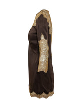 THE ATTICO - Abito Mini con Inserti in Pizzo - Marrone - LIDIASHOPPING® - Official Website