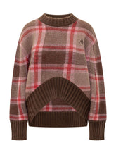 THE ATTICO - Check Sweater with Shaped Hem - Brown - LIDIASHOPPING® - Official Website