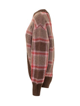 THE ATTICO - Check Sweater with Shaped Hem - Brown - LIDIASHOPPING® - Official Website
