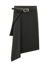THE ATTICO - Gonna Midi Drappeggiata con Cintura - Nero - LIDIASHOPPING® - Official Website