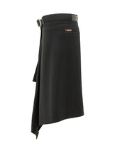 THE ATTICO - Gonna Midi Drappeggiata con Cintura - Nero - LIDIASHOPPING® - Official Website