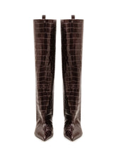 THE ATTICO - Lea High Boots with Crocodile Pattern - Brown - LIDIASHOPPING® - Official Website