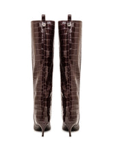 THE ATTICO - Lea High Boots with Crocodile Pattern - Brown - LIDIASHOPPING® - Official Website