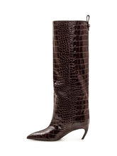 THE ATTICO - Lea High Boots with Crocodile Pattern - Brown - LIDIASHOPPING® - Official Website