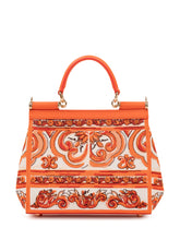 DOLCE & GABBANA - Borsa a Mano Sicily Piccola con Ricamo Ornamentale - Arancione | Lidia Shopping ® | Official Website