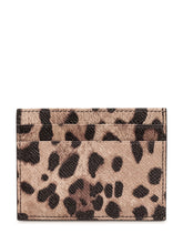 DOLCE & GABBANA - Portacarte con Placca Logo e Stampa Animalier - Marrone - LIDIASHOPPING® - Official Website
