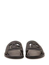 DOLCE & GABBANA - Rubber Slide Sandals with Shaped Band - Black - LIDIASHOPPING® - Official Website