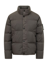 STONE ISLAND - Piumino Corto con Collo Alto - Grigio - LIDIASHOPPING® - Official Website