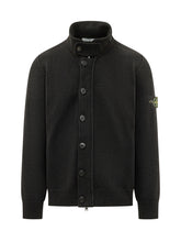 STONE ISLAND - Cardigan con Collo Alto - Nero - LIDIASHOPPING® - Official Website