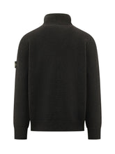 STONE ISLAND - Cardigan con Collo Alto - Nero - LIDIASHOPPING® - Official Website