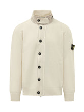 STONE ISLAND - Cardigan con Collo Alto - Bianco - LIDIASHOPPING® - Official Website