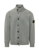 STONE ISLAND - Cardigan con Collo Alto Bottonato - Grigio - LIDIASHOPPING® - Official Website