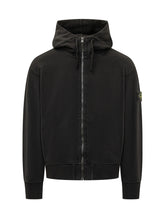 STONE ISLAND - Felpa con Cappuccio e Zip - Nero - LIDIASHOPPING® - Official Website