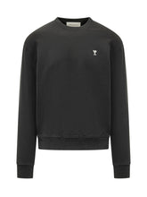 AMI ALEXANDRE MATTIUSSI - Felpa Girocollo con Logo - Nero - LIDIASHOPPING® - Official Website