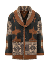 ALANUI - Cardigan Jacquard con Collo Sciallato - Marrone - LIDIASHOPPING® - Official Website