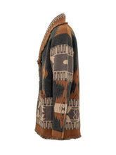 ALANUI - Cardigan Jacquard con Collo Sciallato - Marrone - LIDIASHOPPING® - Official Website