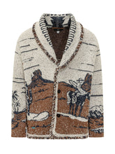 ALANUI - Cardigan Riding The Waves con Collo a Scialle - Marrone - LIDIASHOPPING® - Official Website