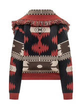 ALANUI - Cropped Cardigan with Fringed Shawl Collar - Blue - LIDIASHOPPING® - Official Website