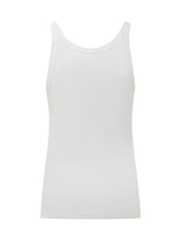 DOLCE & GABBANA - Top Smanicato a Coste con Logo - Bianco - LIDIASHOPPING® - Official Website