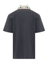CASABLANCA - Polo Laurel con Colletto Ricamato - Blu - LIDIASHOPPING® - Official Website
