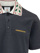 CASABLANCA - Polo Laurel con Colletto Ricamato - Blu - LIDIASHOPPING® - Official Website
