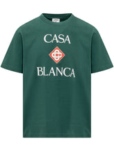 CASABLANCA - T-shirt con Stampa Logo - Verde - LIDIASHOPPING® - Official Website