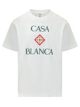 CASABLANCA - T-shirt con Stampa Logo - Bianco - LIDIASHOPPING® - Official Website