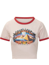 CASABLANCA - Cropped Baby T-shirt with Graphic Print - Pink - LIDIASHOPPING® - Official Website