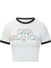 CASABLANCA - T-shirt Cropped Baby con Lettering - Bianco - LIDIASHOPPING® - Official Website