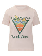 CASABLANCA - T-shirt Aderente con Stampa Grafica - Rosa - LIDIASHOPPING® - Official Website