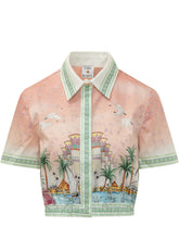 CASABLANCA - Camicia Cropped con Stampa Paesaggio - Rosa - LIDIASHOPPING® - Official Website