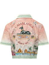 CASABLANCA - Camicia Cropped con Stampa Paesaggio - Rosa - LIDIASHOPPING® - Official Website