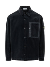 STONE ISLAND - Camicia in Velluto a Coste con Tasca - Blu - LIDIASHOPPING® - Official Website