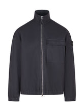 STONE ISLAND - Jacket with High Collar and Patch Pocket - Blue - LIDIASHOPPING® - Official Website