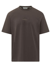 STONE ISLAND - T-shirt Girocollo con Logo - Marrone - LIDIASHOPPING® - Official Website
