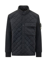 STONE ISLAND - Giacca Trapuntata con Maniche in Maglia - Blu - LIDIASHOPPING® - Official Website