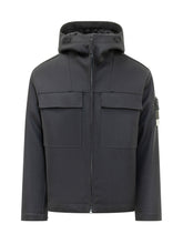 STONE ISLAND - Hooded Jacket with Buttons - Blue - LIDIASHOPPING® - Official Website