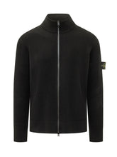 STONE ISLAND - Cardigan a Coste con Zip - Nero - LIDIASHOPPING® - Official Website