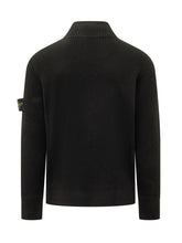 STONE ISLAND - Cardigan a Coste con Zip - Nero - LIDIASHOPPING® - Official Website