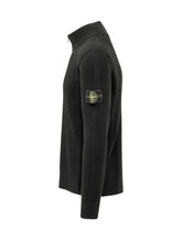 STONE ISLAND - Cardigan a Coste con Zip - Nero - LIDIASHOPPING® - Official Website