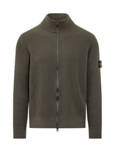 STONE ISLAND - Cardigan a Coste con Zip - Verde - LIDIASHOPPING® - Official Website
