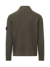 STONE ISLAND - Cardigan a Coste con Zip - Verde - LIDIASHOPPING® - Official Website