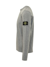 STONE ISLAND - Felpa Girocollo con Patch Logo Applicata - Grigio - LIDIASHOPPING® - Official Website
