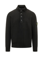 STONE ISLAND - High Neck Sweater with Buttons - Blue - LIDIASHOPPING® - Official Website